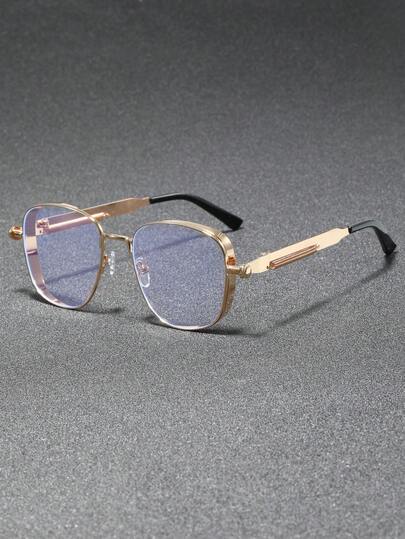 1pc Men Copper Square Classic Full Frame Modern Simple Style Ins Style Clear Glasses For Fishing Boating Summer Holiday Gift Outdoor Casual Activities Vacation Outfits Street-Photography Accessories