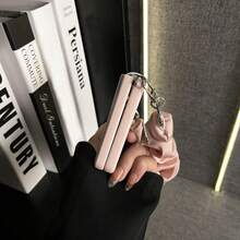 Luxury Simple Classics Crocodile Pattern Pink Phone Case With Wrinkled Silk Scarf Hand Strap Compatible With Samsung Galaxy ZFlip7 Z Flip6 ZFlip 5 Zflip6 Zflip5 Shockproof Back Cover - Pink - View 7