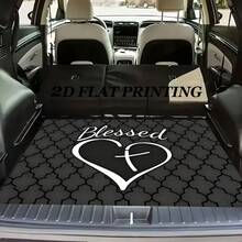 1PC, Non-Slip Stylish Car Trunk Mat,  Heart Cross Blessing Pattern Design - Durable Polyester Material, Keeps The Trunk Dry And Tidy, Adds A Sense Of Warm Faith And Positive Energy To Your Car, Car Trunk Protective Mat, Perfect For Storage And Decoration - 均碼 - 查看 5