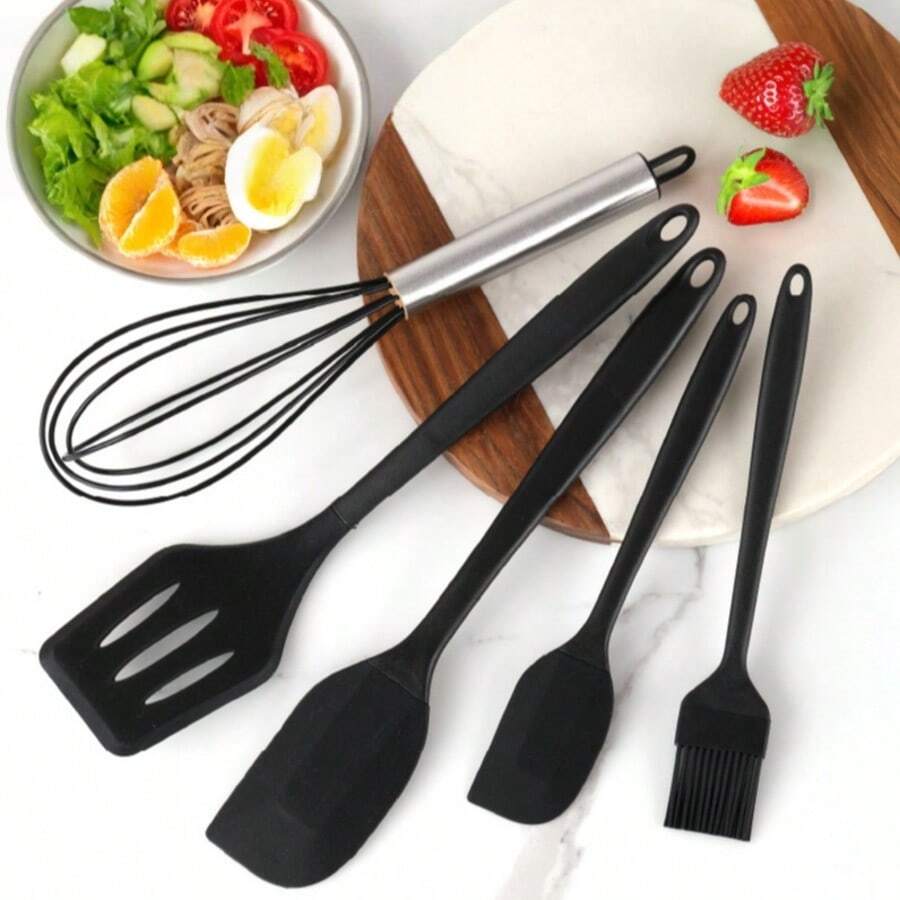 10pcs Silicone Scraper Set, 5pcs Heat-Resistant Non-Stick Rubber Scrapers For Baking, Cooking, Mixing, Scraping Non-Stick Cookware, Kitchen Tools - Multicolor - View 1