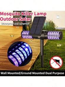 1/2/3pcs Outdoor Waterproof LED Solar Mosquito Killers, Combined With Purple Light, Effectively Kill Mosquitoes. Type-C Charging/Solar Charging, Long Battery Life, UV Fly Killing Lamp And Mosquito Repellent Lamp - 1PC - View 2
