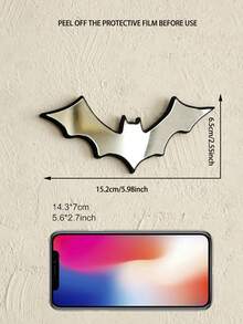 蝙蝠造型镜子一件，黑/金/银色墙饰，哥特式家居装饰，适用于客厅、卧室、鬼屋、室内派对、壁炉、书架、节日派对等场合 - 彩色 - 查看 13