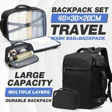Bộ ba lô du lịch kèm túi đựng đồ vệ sinh cá nhân, kích thước 40x30x20CM, được Ryanair chấp thuận, ba lô hành lý dung tích lớn, bền chắc dành cho nam và nữ, thích hợp cho các chuyến công tác. - Nhiều màu - Xem 1