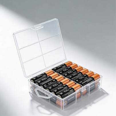 2pcs Transparent Battery Storage Box, Can Hold 24 Batteries