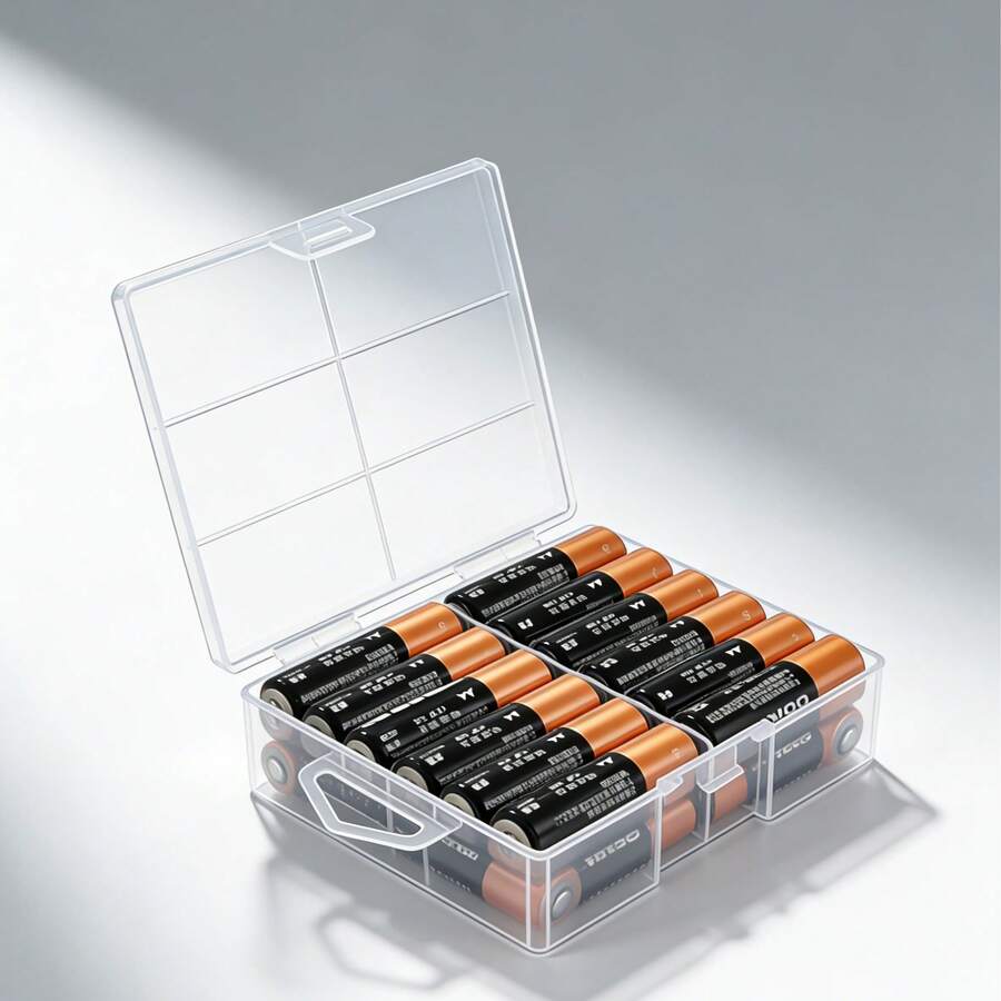 2pcs Transparent Battery Storage Box, Can Hold 24 Batteries