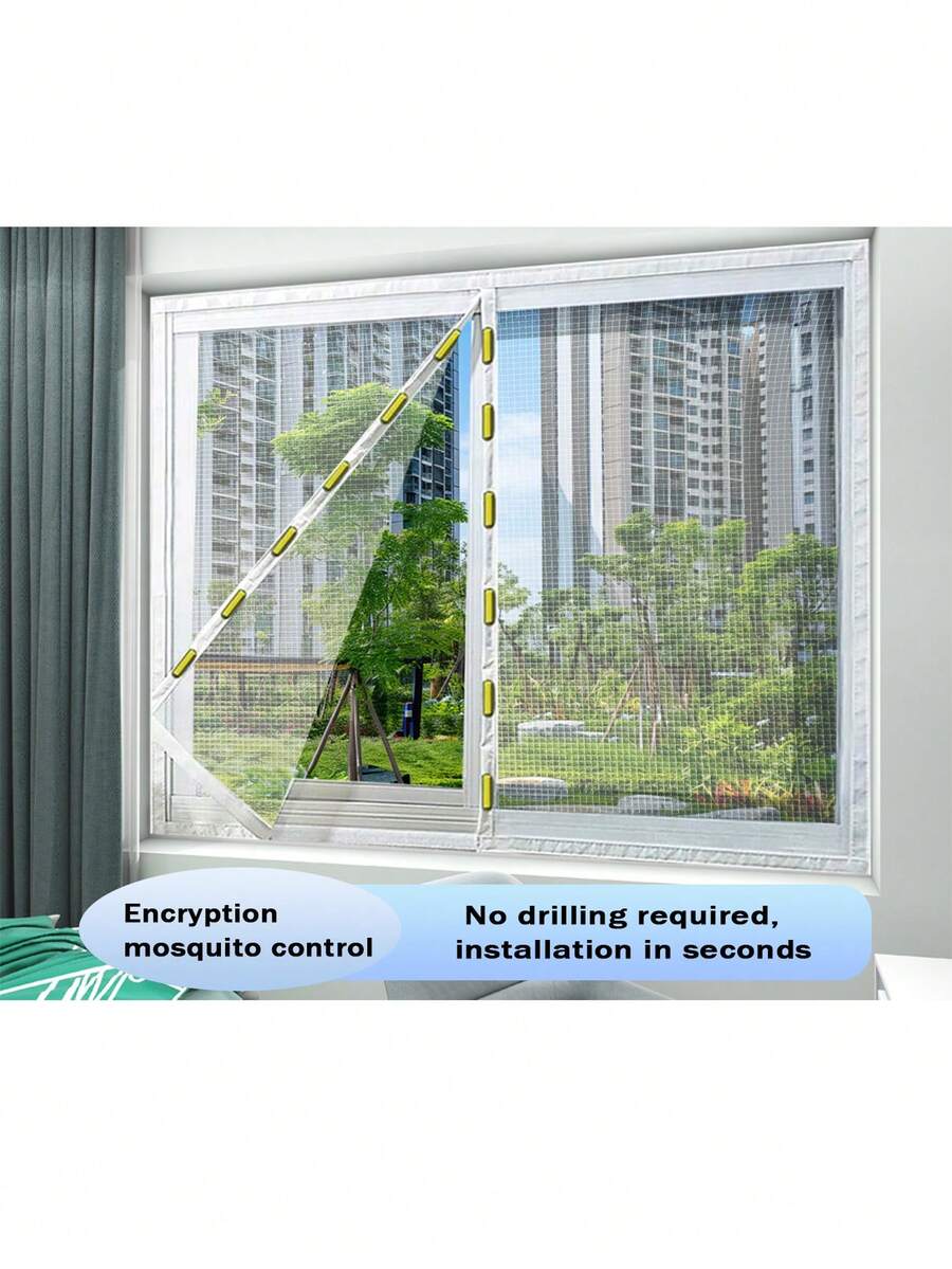 Màn chống muỗi từ tính màu trắng mới mùa hè, không cần khoan, lắp đặt nhanh chóng, di động và có thể tháo rời, tự dính dễ sử dụng. - trắng - Xem 1