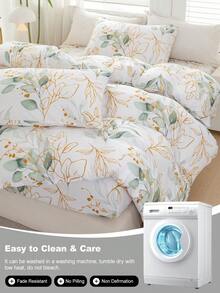 Juego de ropa de cama de 3 piezas con estampado floral, de tela de microfibra suave y transpirable, cómodo para todas las estaciones, lavable a máquina, resistente al desvanecimiento, a las pelusas, al encogimiento y a las arrugas, adecuado para la decoración de dormitorios con estilo bohemio/rústico/moderno, se ajusta a camas King/Queen/Full, ideal para el hogar, dormitorio, apartamento, hotel, alquiler vacacional y como regalo - Multicolor - Ver 10