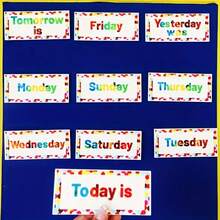 hoojojo 28 piezas "Hoy es lunes" Juego de historia de fieltro, Juego de vocabulario de los días de la semana, Actividad de clase, Material didáctico, Artículos de papelería educativa - Multicolor - Ver 11