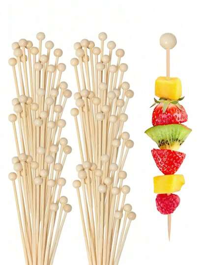 10/100pcs Bamboo Cocktail Picks, Suitable For Appetizers, Hors D'oeuvres And Cocktails, Perfect For Parties, Casual Dining, Cake Decoration, Fruit, Desserts, Birthday Parties, Weddings And BBQs, Natural Material, 1pc