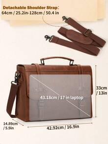 18英寸防水复古皮革斜挎包，大容量笔记本电脑包，适合办公室、商务、旅行、大学生使用，有棕色/驼色/黑色/灰色可选。 - 彩色 - 查看 7
