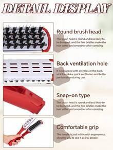1支陶瓷直发梳，尼龙刷毛，V型桨状梳，适用于抚平并造型浓密粗硬的头发，双面直发梳，二合一梳理和直发梳，温和去除缠结。 - 彩色 - 查看 4