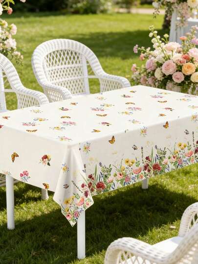 1 chiếc khăn trải bàn trang trí tiệc hoa dại và bướm, khăn trải bàn hoa bướm dùng một lần chống thấm nước cho trang trí tiệc mùa xuân, tiệc sinh nhật, nhà bếp, đám cưới, tiệc mừng em bé, dã ngoại, bộ khăn trải bàn dễ lau chùi, quà tặng mùa xuân