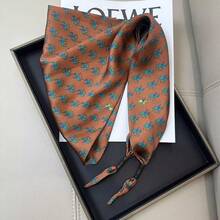 1pc Retro Satin Animal Print Neckerchief/Triangular Scarf - Multicolor - View 5