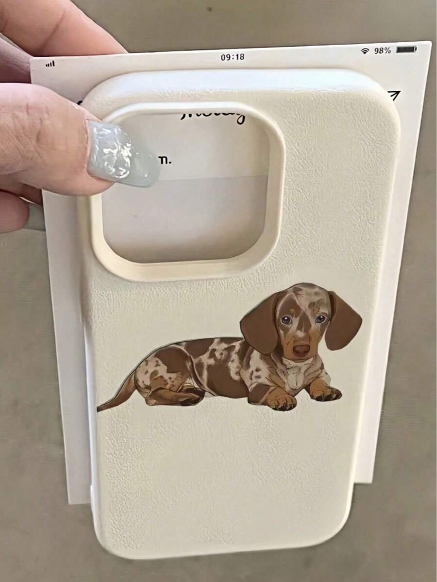 1个时尚腊肠犬图案哑光质感全包防震TPU手机壳，适用于 17、16、15、14、13、12、11 Pro Max、A55/54/53/52/51、S25/24/23/22/21系列 - 彩色 - 查看 1