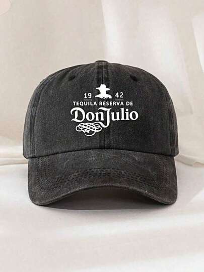 1顶复古“Don Julio”印花水洗棒球帽，做旧帽檐遮阳帽，适合日常佩戴和户外活动