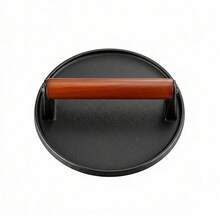 Pre-Seasoned Heavy Cast Iron Burger And Bacon Press Set With Heat-Resistant Wooden Handle - For Smashing Burgers, Bacon, And Griddle Cooking - Black - View 8