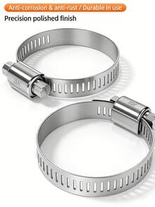 25pcs Adjustable Stainless Steel Hose Clamps - Suitable For Household Pipes, Automotive And Industrial Applications - Round Socket Design - Round - View 2