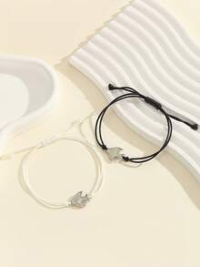 ATLVXJL Set de 2 collares con colgante de pez con forma que brilla en la oscuridad para pareja/amistad con cordón negro/blanco, set de joyas casuales con pulsera, adecuado para uso diario y regalo de vacaciones - Multicolor - Ver 7