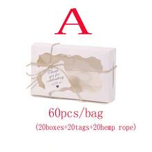 Bộ 150 món (50 hộp + 50 thẻ + 50 dây) Hộp giấy đựng kẹo, bánh quy, sô cô la cho các bữa tiệc ngày lễ, kèm thẻ và dây buộc, thích hợp để đóng gói quà tặng nhỏ trong các dịp cưới hỏi, sinh nhật, Ngày của Mẹ, lễ tốt nghiệp. Có thể đựng kẹo, bánh quy, sô cô la, bánh nướng, bánh rán, bánh tart, quà tặng nhỏ, mỹ phẩm, v.v. - Xem 13