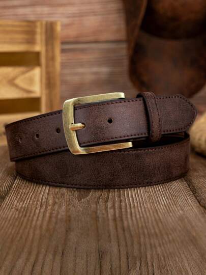 1pc Distressed Casual Daily Commute Men's Belt, Versatile Fashion Retro Business Belt For All Seasons