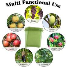 50/100个水果防护袋，绿色水果网袋，带抽绳，可重复使用，防虫屏障，保护植物、水果、花卉、蔬菜等。 - 100pcs - 查看 3