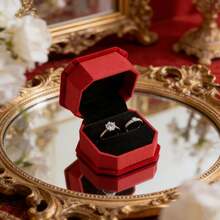 1 件几何设计戒指收纳盒，收纳盒旅行防晒旅行酷 - 紅色 - 查看 6