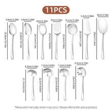 11pcs Stainless Steel Cookware Set,Cooking And Service Tools,Self-Service Party Service Cutlery Set,Cooking Shovel Spoon,Shared Spoon,Cake Shovel,Soup Spoon,Noodle Spoon Set,Perfect For Home Chefs Cooking Enthusiasts,Holiday Life/Durable Cookware - Silver - View 9