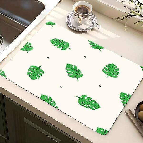 1pc Kitchen Counter Drying Mat, Absorbent Non-Slip Coffee Pad, Heat Resistant Countertop Decor For Coffee Bar, Dining Table, Multiple Styles Available