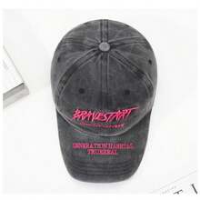 1顶水洗牛仔棒球帽，男女通用情侣款大帽檐防晒帽，欧美街头嘻哈刺绣字母时尚后扣帽 - BRA刺繡棒球帽 - 查看 3