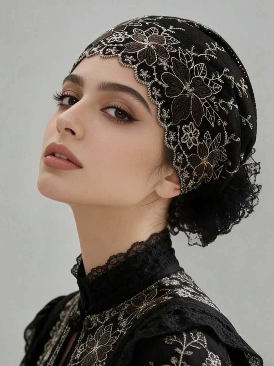 1pc Women Crochet Muslin Headscarf Cap, Suitable For Daily Use - MZ488 - View 1