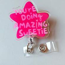 1pc Retractable Acrylic Badge Reel "You're Awesome, Darling" - Suitable For Nurses, Employees, Doctors | Fun Badge Design | Durable Badge Holder, 2D Flat Style - a - View 8