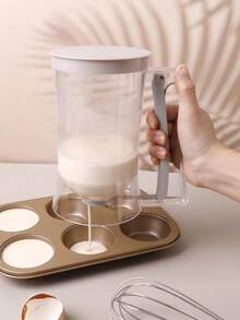 1pc Handheld Batter Dispenser With Measurement Scale, Pancake, Muffin, Cake Batter Funnel Cup, Commercial & Home Baking Filling Tool, Plastic Material Easy To Clean, Baking Tool Anti-Drip, Batter Dispenser, Donut Batter Cup, Waffle Iron Tool, Kitchen Filling Funnel Measuring Bottle - View 3