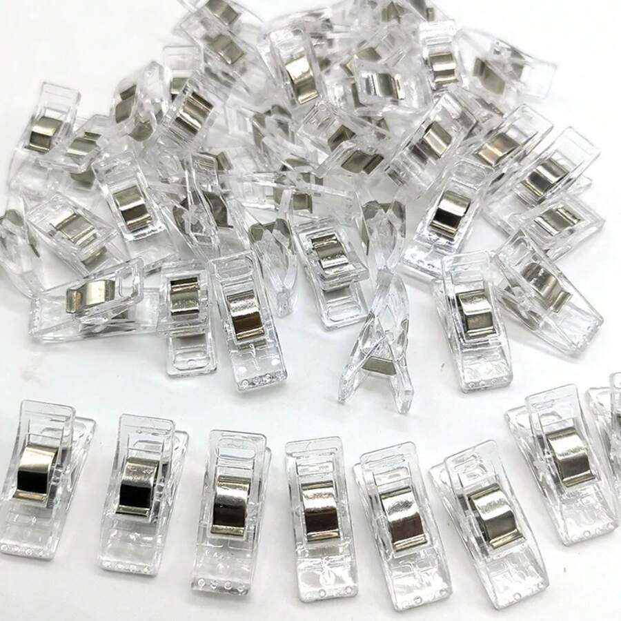 50 Pcs Sewing Clips Colorful Multipurpose Plastic Craft Crochet Knitting Clothes Clips Color Paper Binding Clips OSKU - Transparent 50pcs - View 1