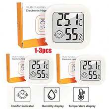 1/2 piezas Termómetro digital mini e higrómetro, medidor de temperatura y humedad de alta precisión para interiores, indicador de nivel de confort para el hogar, oficina, automóvil, bodega de vino, hábitat de reptiles - Termómetro e higrómetro - Ver 1