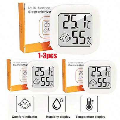 1/2个迷你数字温湿度计，室内高精度温湿度计，舒适度指示器，适用于家庭、办公室、汽车、酒柜、爬行动物饲养箱
