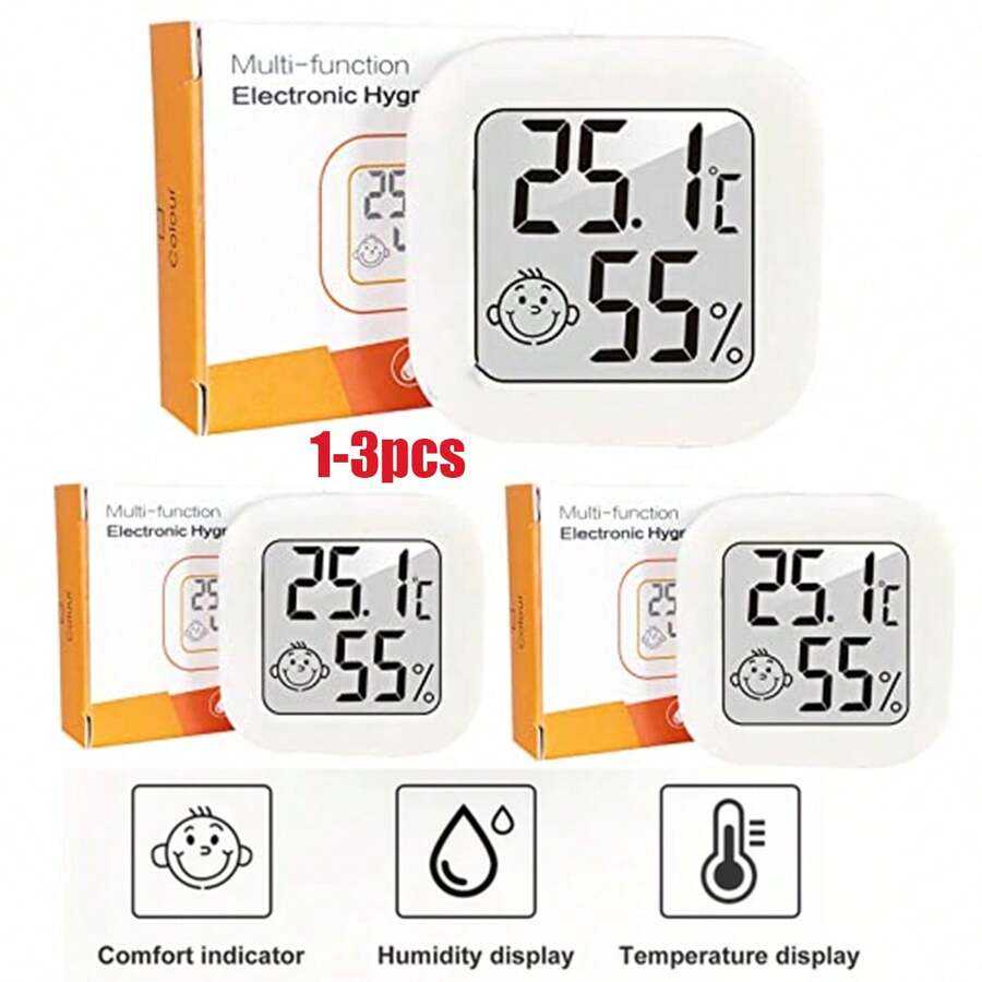 1/2 piezas Termómetro digital mini e higrómetro, medidor de temperatura y humedad de alta precisión para interiores, indicador de nivel de confort para el hogar, oficina, automóvil, bodega de vino, hábitat de reptiles - Termómetro e higrómetro - Ver 1