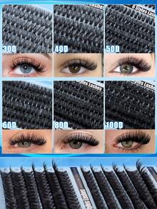 Bộ 720 sợi mi giả tự làm chất lượng cao, độ dày 8-16mm, độ cong 10D-150D, mi tự nhiên D-Curl, siêu dày và mềm mại, dạng sách hướng dẫn sử dụng mi, phù hợp cho sử dụng hàng ngày và người mới bắt đầu, nhiều kiểu dáng để phối hợp tự do, bộ mi giả dạng chùm. - Màu xanh lam - Xem 8
