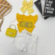 Girls' Outfit Set: Brazil Blouse, Shorts, World Cup Look - Blusa amarilla - Ver 4