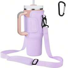 1pc 40oz Adjustable Strap Portable Water Bottle Sleeve, Solid Color Waterproof Heart-Shaped Valentine's Day Water Bottle Accessory, Suitable For Hiking, Camping, Business Travel, Compatible With Stanley - Multicolor - View 12