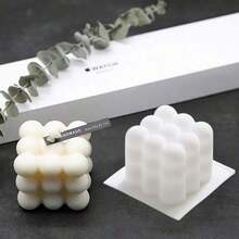 3D立体蜡烛硅胶模具，不粘泡泡蜡烛模具，适用于制作石膏工艺品和礼品 - A-白色 - 查看 3