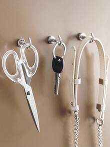 5pcs Magnetic Hooks, No Drilling Needed, Strong Adhesive Magnetic Hooks For Keys, Kitchen, Fridge, Durable - View 3