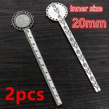 2 chiếc đế thước kẻ 20mm/18x25mm, khay đựng bookmark, đế cabochon, phôi cabochon và kính, phụ kiện làm trang sức DIY - Đánh dấu trang cơ sở - Xem 16