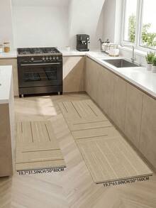 Beige Minimalist Style Printed Kitchen Rug, Suitable For Kitchen, Living Room, Anti-Slip Bathroom Mat, Bedroom, Indoor/Outdoor, Office, Lobby, Doormat, Area Rug, Holiday Decor, Hallway, Study And Gaming Area - Camel - View 6