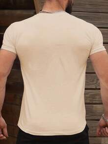 Men's Fashionable Summer Patterned Short-Sleeve T-Shirt, Cool And Stylish, With Unique Printed Designs. Suitable For Various Occasions, With A Wide Range Of Colors And Styles - Màu be - Xem 3