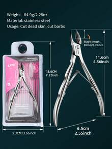G17 Stainless Steel Cuticle Nipper, Single-Sided Wavy Handle, Non-Slip Grip, Sharp Angled Blade For Cuticle And Hangnail Trimming, Home & Salon Manicure Tool, Durable & Smooth Retraction - Silver - View 6