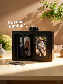 Foto personalizada, marco de escritorio con estilo de desplazamiento, decoración de foto, decoración de escritorio con foto personalizada para el hogar y la oficina, caja giratoria de recuerdos de fotos, exhibición de fotos decorativa para aniversario, Día de San Valentín, cumpleaños y regalos de graduación, recuerdo pensativo para familiares, amigos y seres queridos, caja de fotos giratoria, regalo de San Valentín, regalo de aniversario - Multicolor - Ver 4