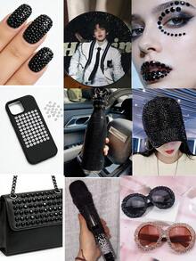 1 Hộp Đá Trang Trí Móng Tay ABS Đen Hỗn Hợp Ngẫu Nhiên, Đá tròn dẹt nhiều kích cỡ theo phong cách Gothic, Phụ Kiện Móng Tay Sáng Bóng Sang Trọng Thích Hợp Cho Tự Làm Móng, Salon Và Tiệc Tùng Trang Trí Móng Tay Đá Cao Cấp - màu đen - Xem 6