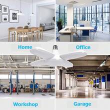 28W 可折叠 LED 叶子灯泡 E26/E27，2800LM 高亮度，可调节叶片角度设计，适用于车库和地下室。（1个） - 白色 - 查看 9