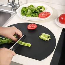 1pc TPU Non Slip Wear Resistant Japanese Cutting Board, D Shaped Semi Circular Double Sided Design, TPU Material, Modern Kitchen Countertop Style, D Shaped Pattern, Double Sided Vegetable Chopping Board For Home Kitchen Daily Use - 1PC - View 1
