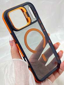 Magnetic, Acrylic +  + Anti-Slip Edge Strip,Camera Bracket, For  17 Pro Max 17 Air For  16 15 14 13 12 11 Pro Max Plus For Galaxy S23 S24 S25 Ultra - Orange - Übersicht 1